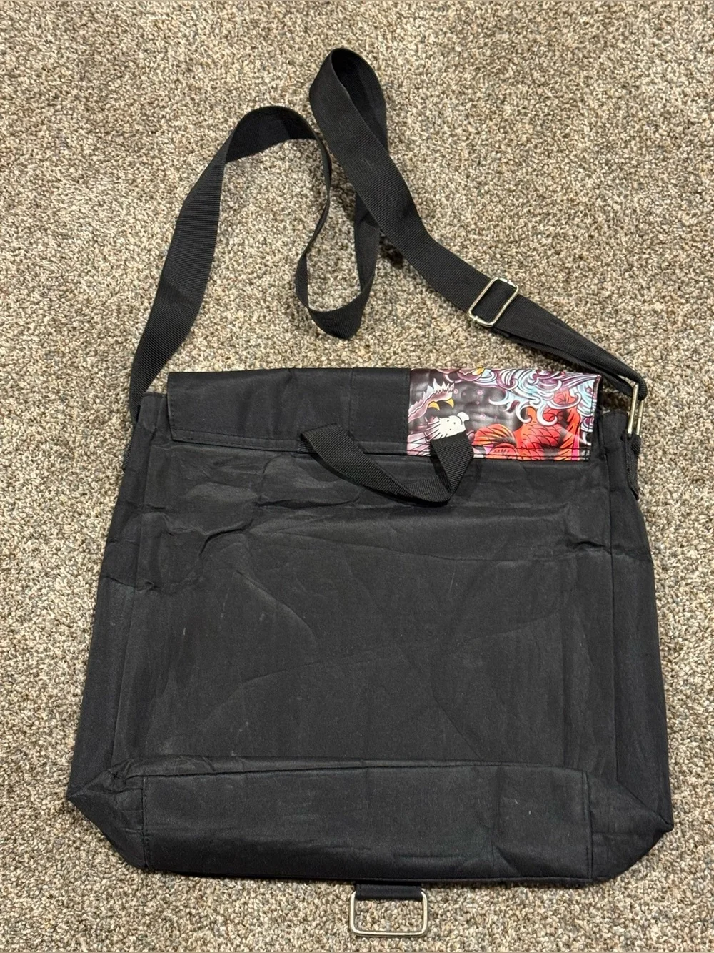 Ed Hardy by Christian Audigier Black Messenger Bag 💀 Death Before Dishonor